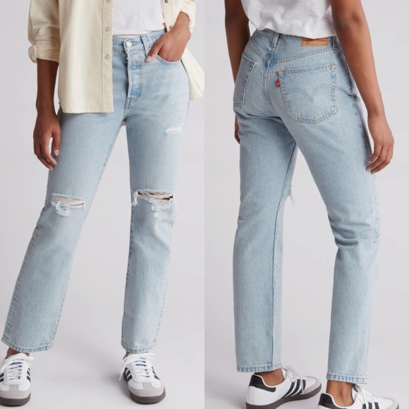 Levi’s 501 Ripped High Waist Straight Leg Jeans - Picture 1 of 7